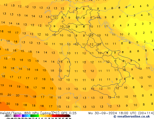 Z500/Rain (+SLP)/Z850 GFS 0.25 Mo 30.09.2024 18 UTC