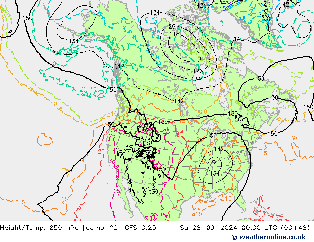 Height/Temp. 850 hPa GFS 0.25  28.09.2024 00 UTC