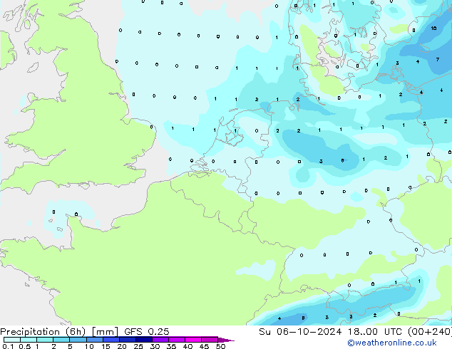 Z500/Rain (+SLP)/Z850 GFS 0.25 Su 06.10.2024 00 UTC