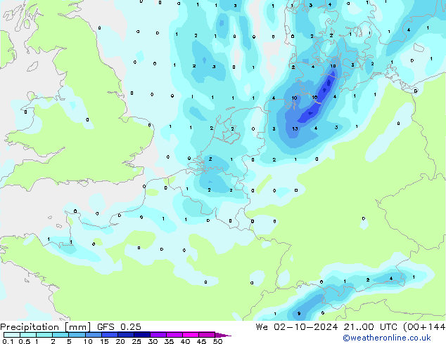 Precipitation GFS 0.25 We 02.10.2024 00 UTC