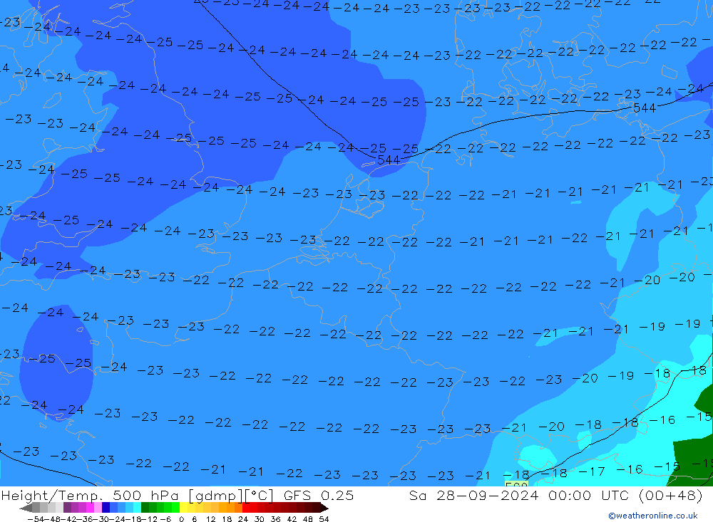 Z500/Rain (+SLP)/Z850 GFS 0.25 sáb 28.09.2024 00 UTC