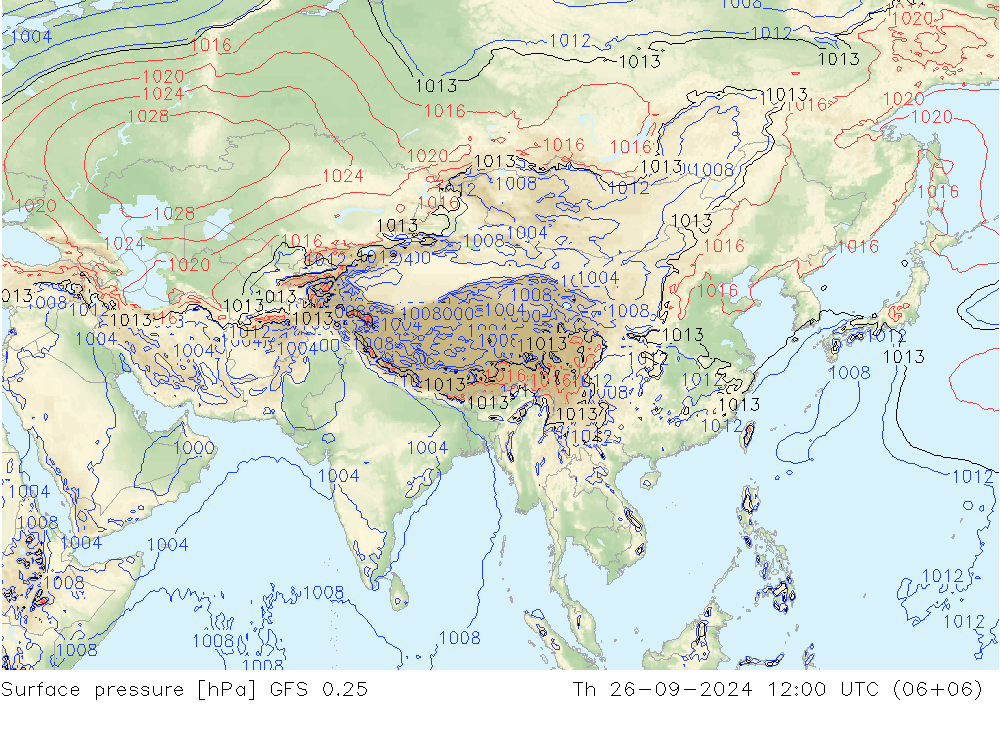 Yer basıncı GFS 0.25 Per 26.09.2024 12 UTC