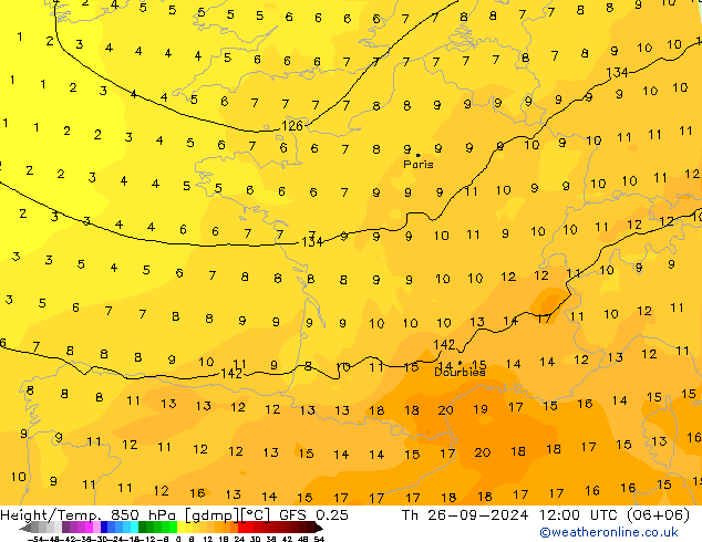 Z500/Rain (+SLP)/Z850 GFS 0.25 Qui 26.09.2024 12 UTC