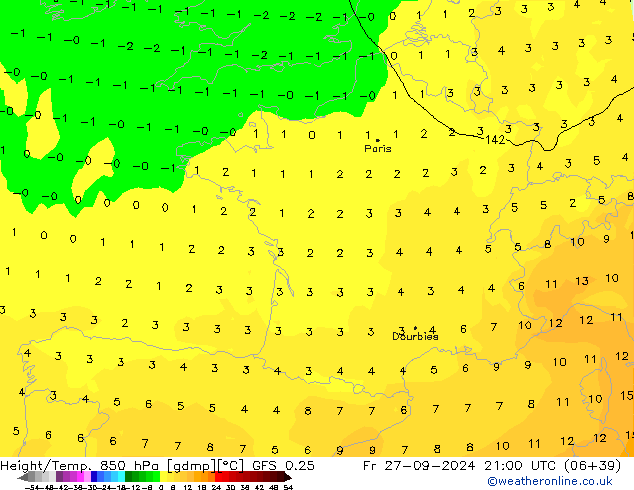 Z500/Rain (+SLP)/Z850 GFS 0.25 пт 27.09.2024 21 UTC