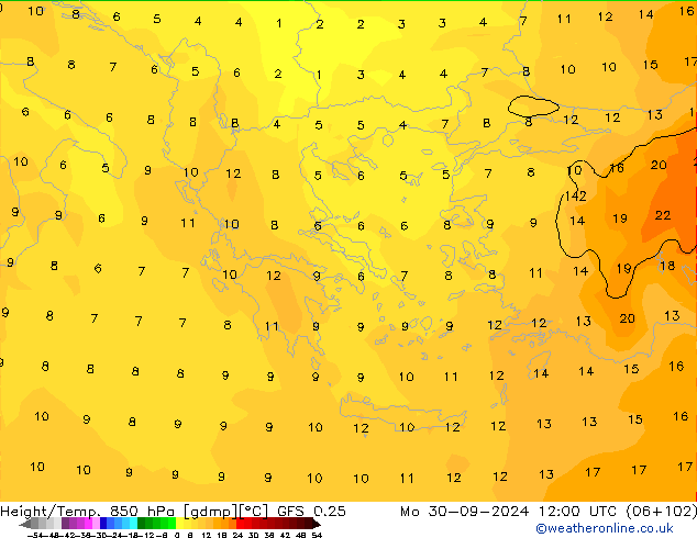 Z500/Rain (+SLP)/Z850 GFS 0.25 lun 30.09.2024 12 UTC