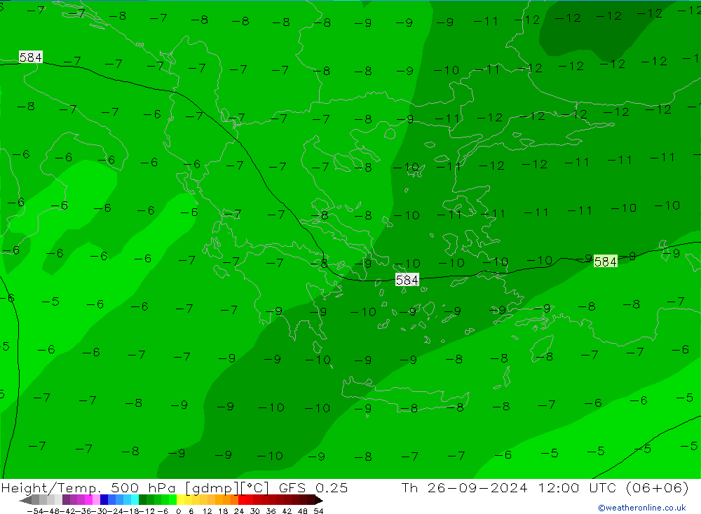 Z500/Rain (+SLP)/Z850 GFS 0.25 gio 26.09.2024 12 UTC