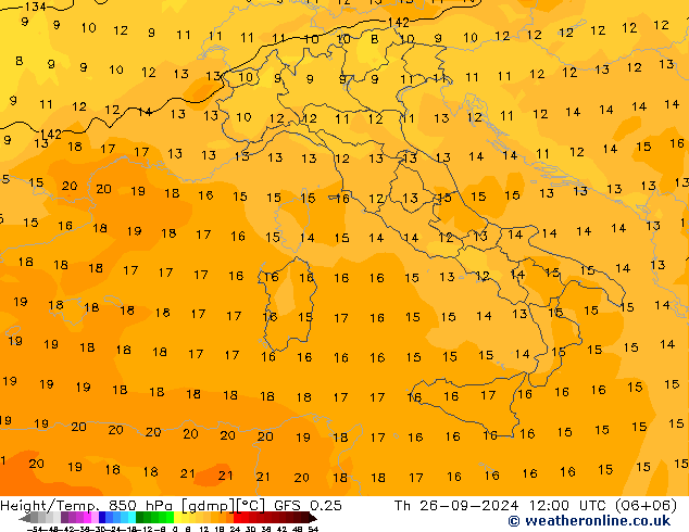 Z500/Rain (+SLP)/Z850 GFS 0.25  26.09.2024 12 UTC