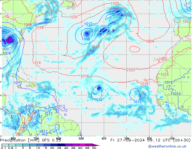 Yağış GFS 0.25 Cu 27.09.2024 12 UTC