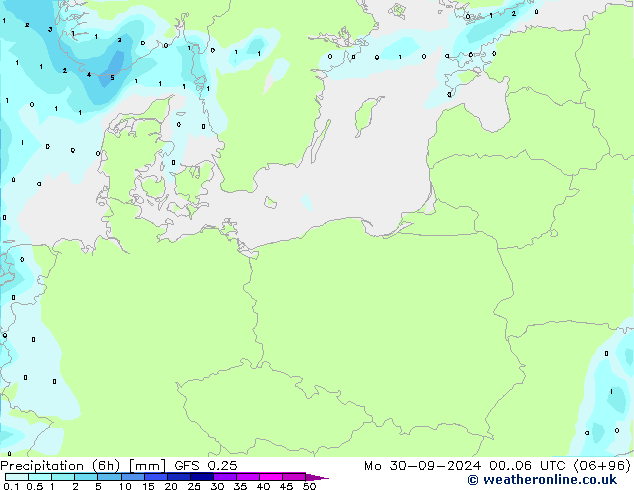 Z500/Rain (+SLP)/Z850 GFS 0.25 Mo 30.09.2024 06 UTC