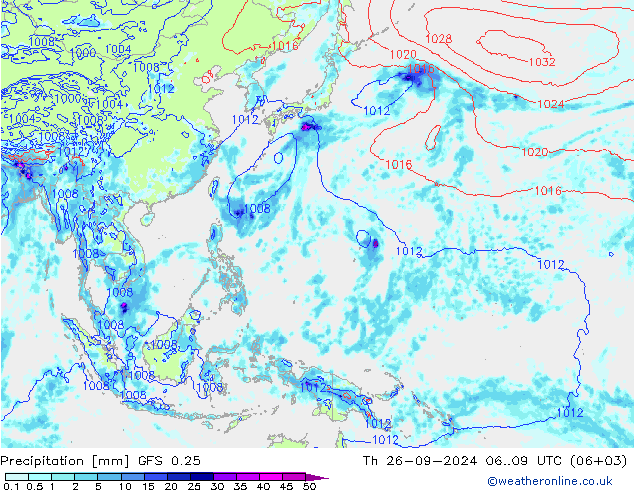 Précipitation GFS 0.25 jeu 26.09.2024 09 UTC