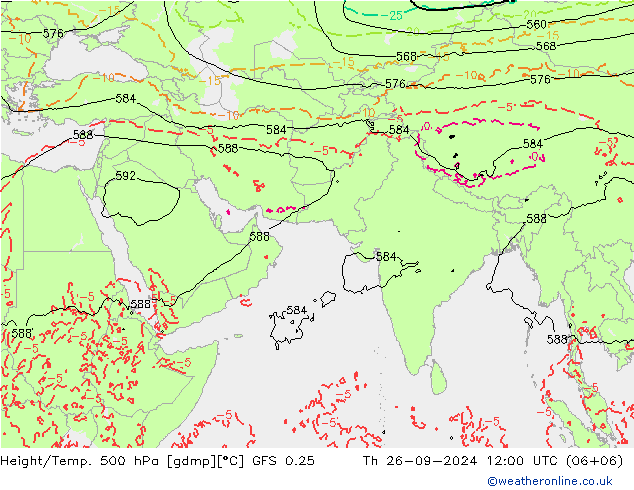 Z500/Rain (+SLP)/Z850 GFS 0.25 czw. 26.09.2024 12 UTC