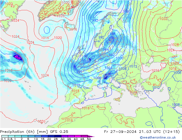 Z500/Regen(+SLP)/Z850 GFS 0.25 vr 27.09.2024 03 UTC