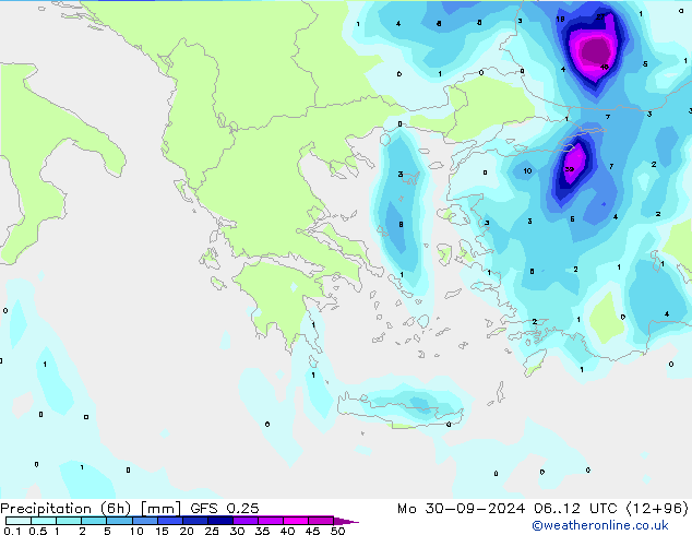 Z500/Rain (+SLP)/Z850 GFS 0.25 Mo 30.09.2024 12 UTC