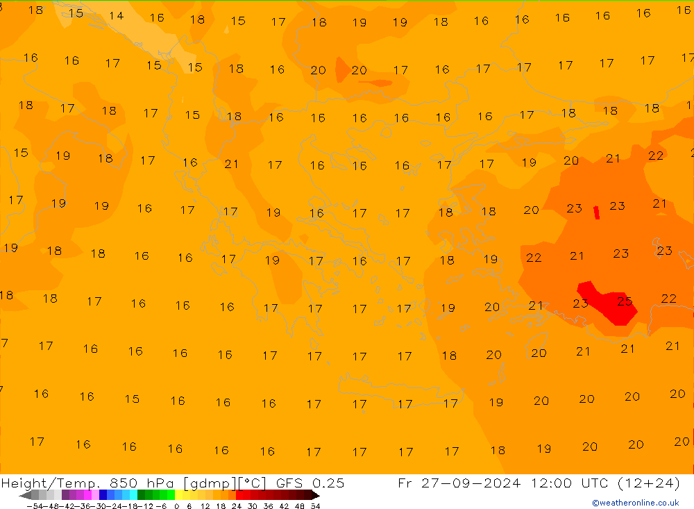 Z500/Rain (+SLP)/Z850 GFS 0.25 ven 27.09.2024 12 UTC