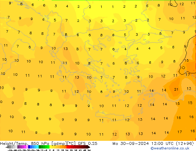 Z500/Rain (+SLP)/Z850 GFS 0.25 Mo 30.09.2024 12 UTC