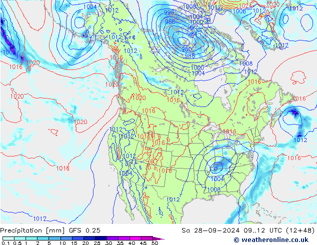 Niederschlag GFS 0.25 Sa 28.09.2024 12 UTC