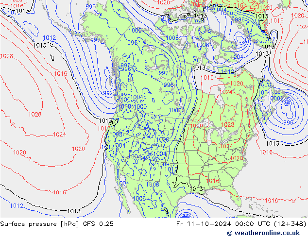 GFS 0.25: vie 11.10.2024 00 UTC