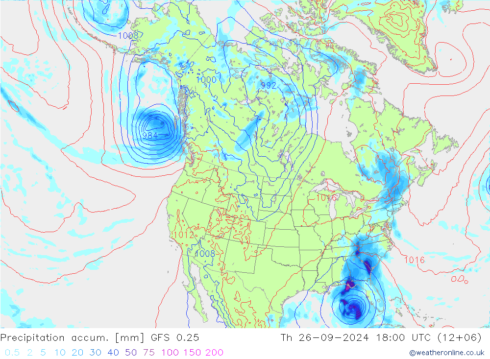 Precipitation accum. GFS 0.25 чт 26.09.2024 18 UTC