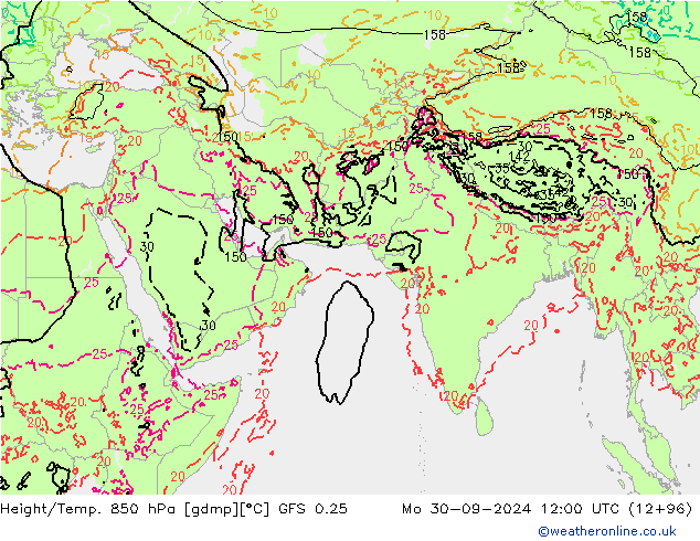 Z500/Rain (+SLP)/Z850 GFS 0.25 pon. 30.09.2024 12 UTC