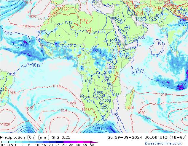 Z500/Regen(+SLP)/Z850 GFS 0.25 zo 29.09.2024 06 UTC