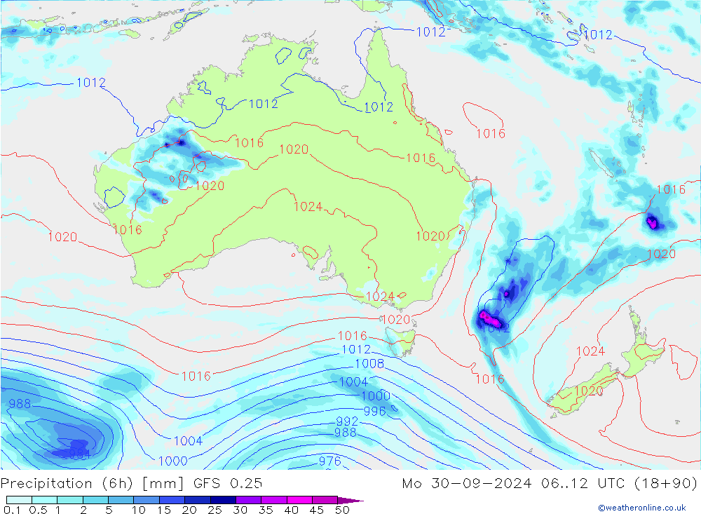 Z500/Yağmur (+YB)/Z850 GFS 0.25 Pzt 30.09.2024 12 UTC