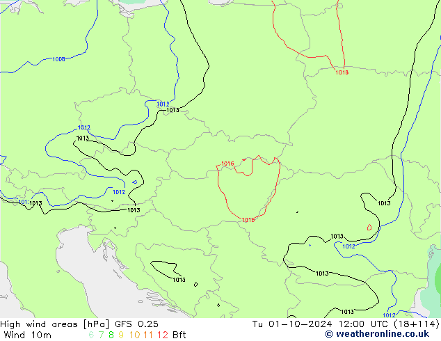 High wind areas GFS 0.25  01.10.2024 12 UTC