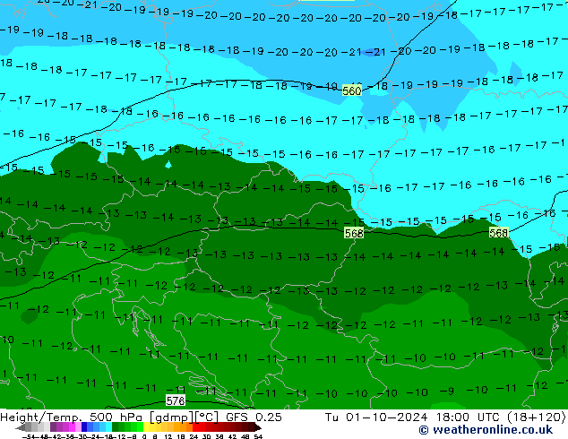 Z500/Rain (+SLP)/Z850 GFS 0.25 mar 01.10.2024 18 UTC