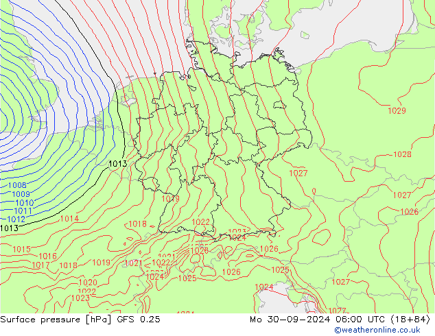 Surface pressure GFS 0.25 Mo 30.09.2024 06 UTC