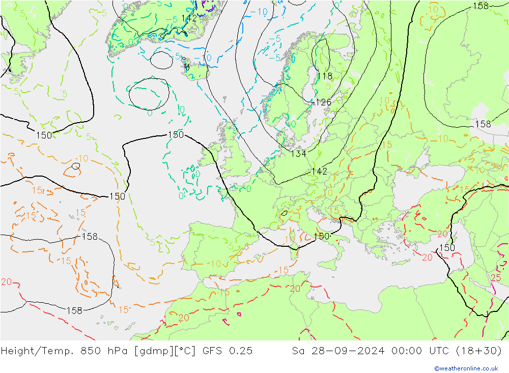 Z500/Rain (+SLP)/Z850 GFS 0.25 Sáb 28.09.2024 00 UTC