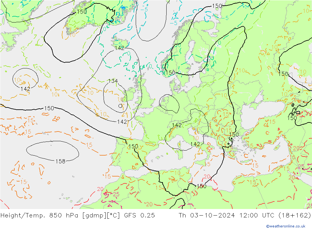 Z500/Rain (+SLP)/Z850 GFS 0.25 Qui 03.10.2024 12 UTC