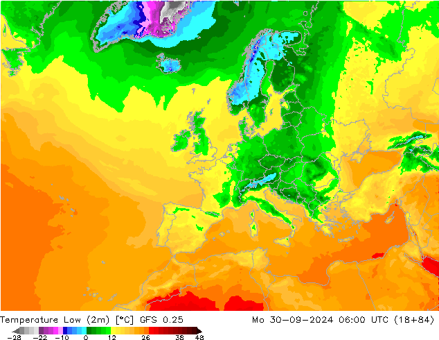 Темпер. мин. (2т) GFS 0.25 пн 30.09.2024 06 UTC