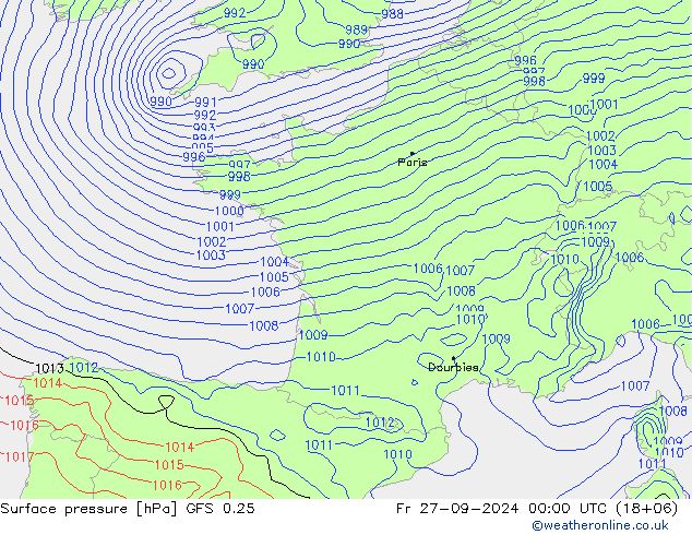 GFS 0.25: ven 27.09.2024 00 UTC