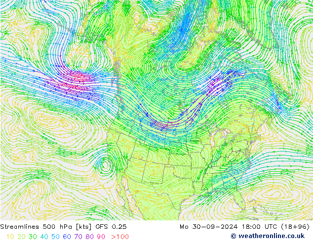  500 hPa GFS 0.25  30.09.2024 18 UTC