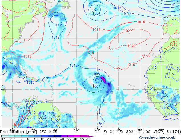 Precipitation GFS 0.25 Fr 04.10.2024 00 UTC