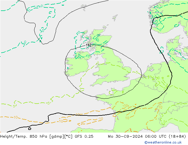 Z500/Rain (+SLP)/Z850 GFS 0.25 lun 30.09.2024 06 UTC