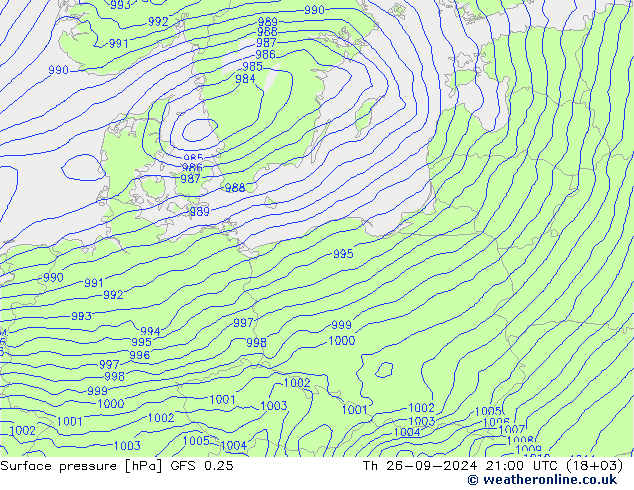 Yer basıncı GFS 0.25 Per 26.09.2024 21 UTC