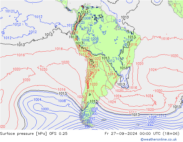 GFS 0.25: ven 27.09.2024 00 UTC