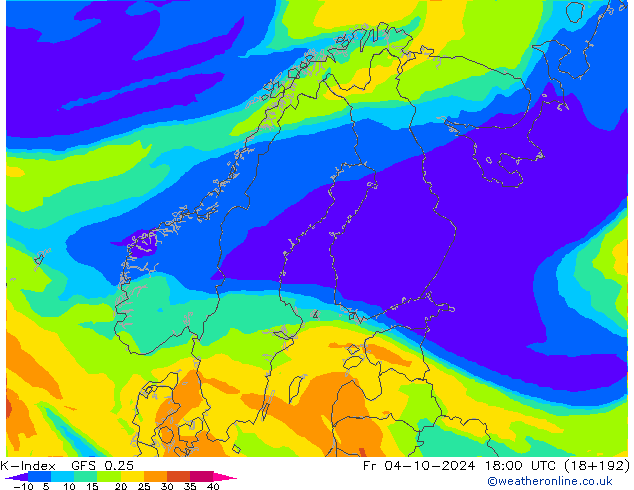 K-Index GFS 0.25 Fr 04.10.2024 18 UTC