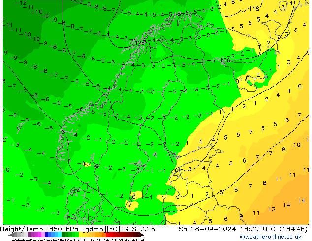 Z500/Regen(+SLP)/Z850 GFS 0.25 za 28.09.2024 18 UTC