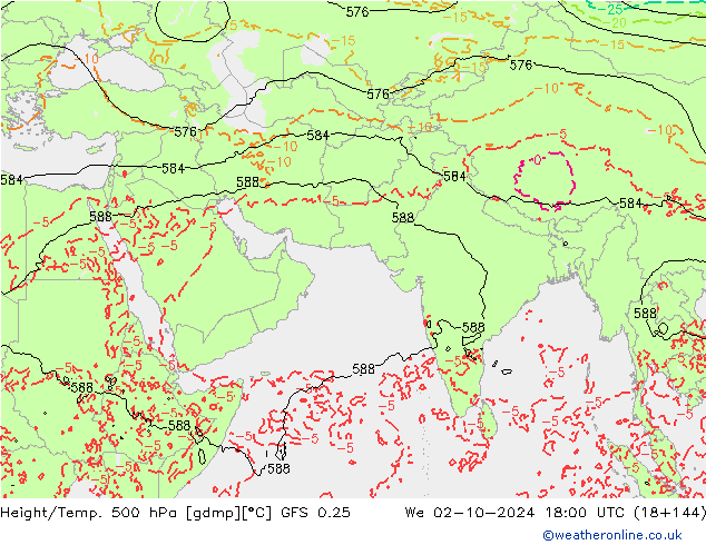 Z500/Yağmur (+YB)/Z850 GFS 0.25 Çar 02.10.2024 18 UTC