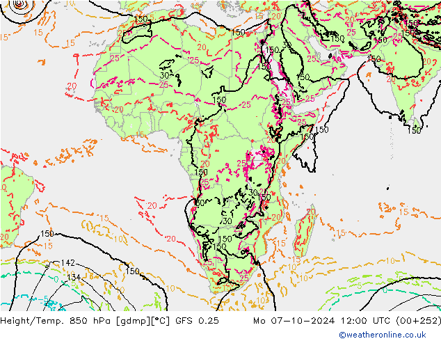 Z500/Rain (+SLP)/Z850 GFS 0.25 Seg 07.10.2024 12 UTC