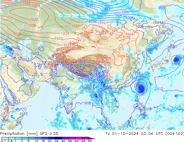 opad GFS 0.25 wto. 01.10.2024 06 UTC