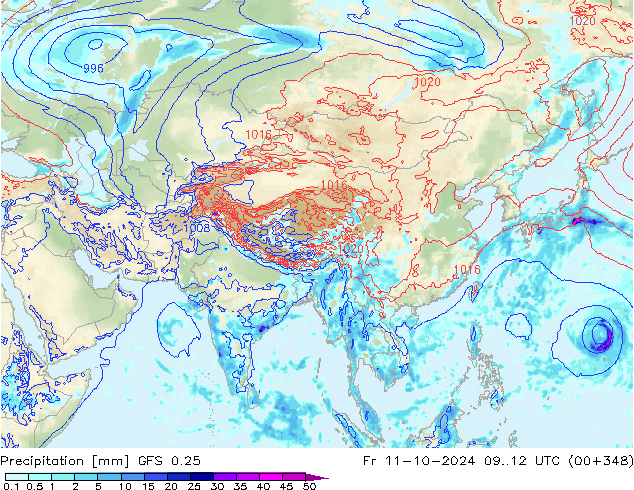 Yağış GFS 0.25 Cu 11.10.2024 12 UTC