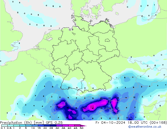 Z500/Rain (+SLP)/Z850 GFS 0.25 Sex 04.10.2024 00 UTC