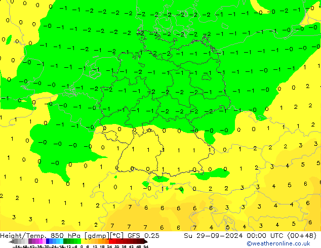 Z500/Rain (+SLP)/Z850 GFS 0.25 dim 29.09.2024 00 UTC