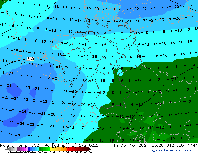 Z500/Rain (+SLP)/Z850 GFS 0.25 jeu 03.10.2024 00 UTC