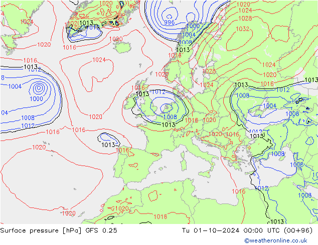 GFS 0.25: Ter 01.10.2024 00 UTC