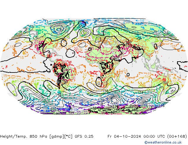 Z500/Rain (+SLP)/Z850 GFS 0.25 vie 04.10.2024 00 UTC