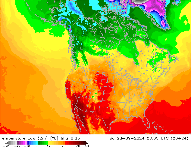 Min. Temperatura (2m) GFS 0.25 so. 28.09.2024 00 UTC