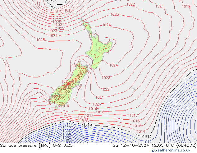 GFS 0.25: za 12.10.2024 12 UTC